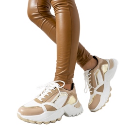 Różowe sneakersy z metalicznymi wstawkami Gordani beżowy