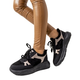 Czarne sneakersy z złotymi akcentami Davis