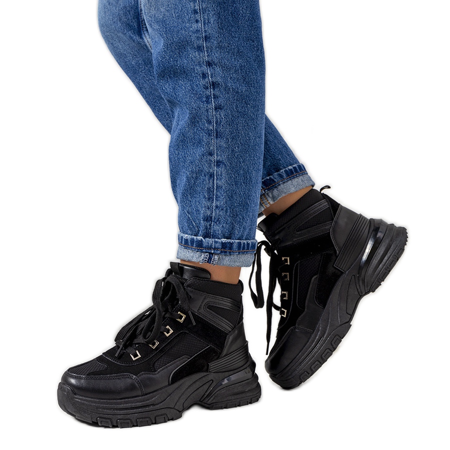 Czarne sneakersy za kostkę Muncy
