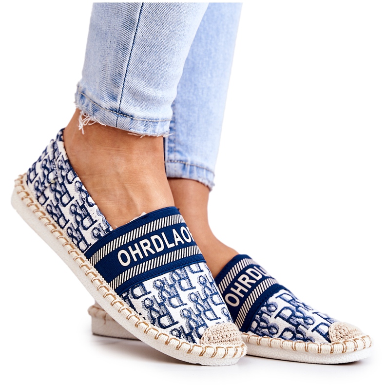 Klasyczne Espadryle Niebieskie Warm Time białe