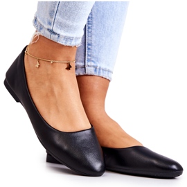 Skórzane Klasyczne Baleriny Czarne