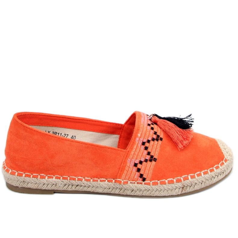 Espadryle boho z frędzlem Birna Orange pomarańczowe
