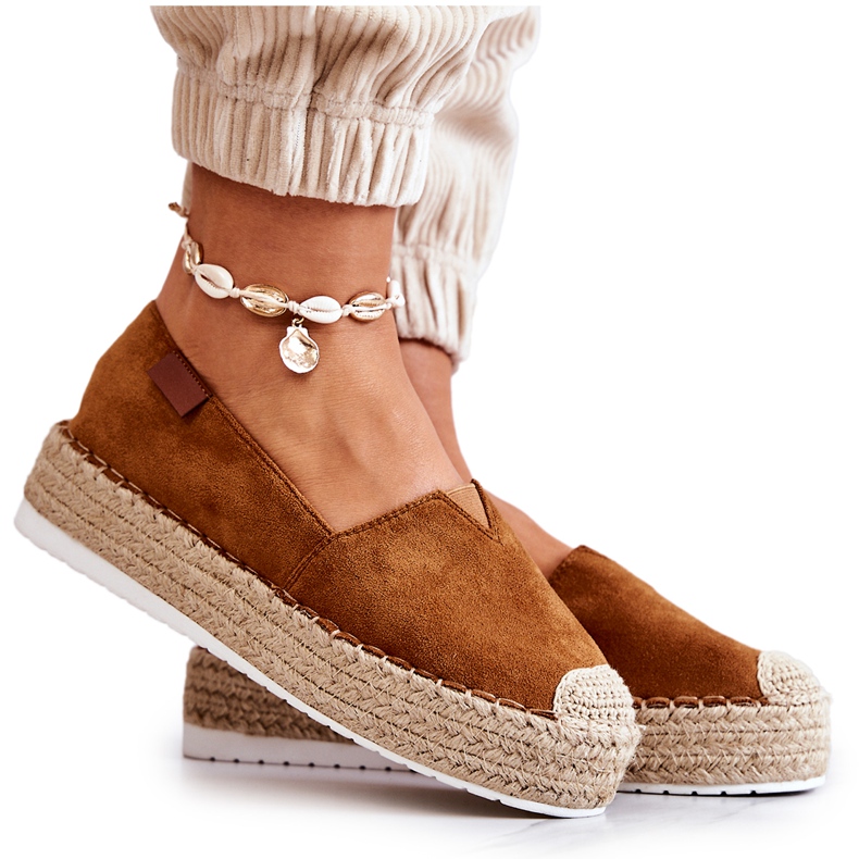 FB2 Zamszowe Espadryle Wsuwane Camel Lesley brązowe
