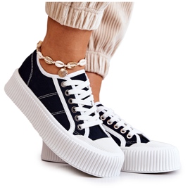 FB2 Niskie Trampki Na Platformie Czarne Mischa