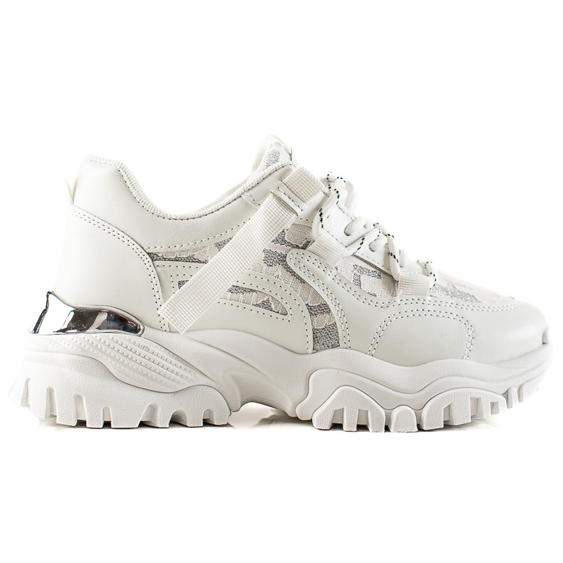 TRENDI Modne Sneakersy Z Brokatem białe