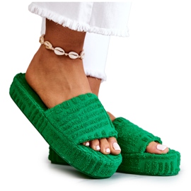 FJ1 Klapki Papcie Na Platformie Zielone Lilly