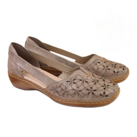 Półbuty ażurowe W Rieker 41356 beżowe beżowy