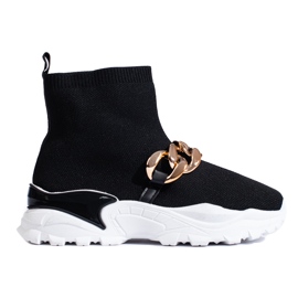 TRENDI Wsuwane Sneakersy Z Łańcuszkiem czarne