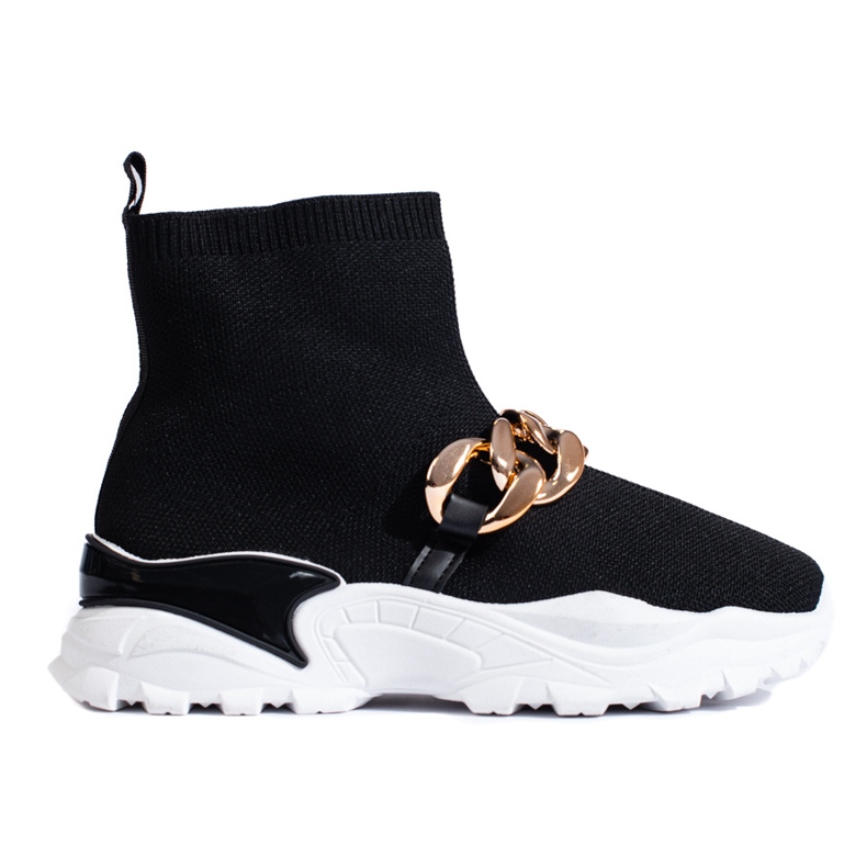 TRENDI Wsuwane Sneakersy Z Łańcuszkiem czarne