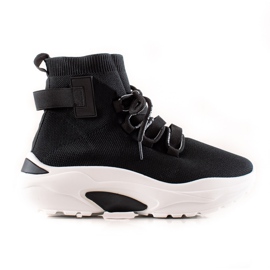 TRENDI Wsuwane Sneakersy Ze Skarpetą czarne