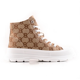 Bona Wysokie Trampki We Wzory brązowe