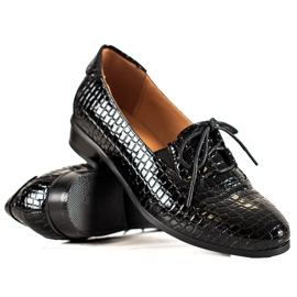 W. Potocki Eleganckie Sznurowane Półbuty Potocki czarne