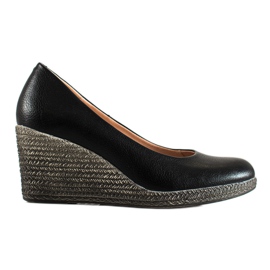 W. Potocki Klasyczne Czółenka Na Koturnie Potocki czarne