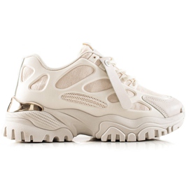 TRENDI Sneakersy Z Zamszowymi Wstawkami beżowy