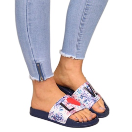 Klapki gumowe Big Star W INT1148B granatowe wielokolorowe