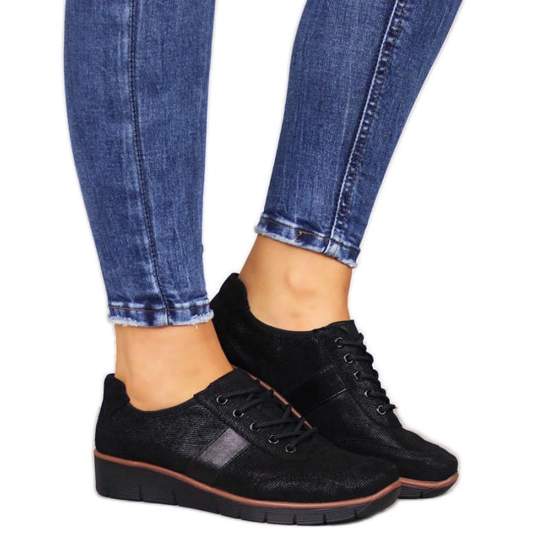 Półbuty skórzane na koturnie Filippo W PAW68A czarne