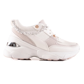 Ideal Shoes Sneakersy Z Łańcuszkiem białe