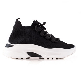 TRENDI Wiązane Sneakersy Na Platformie czarne