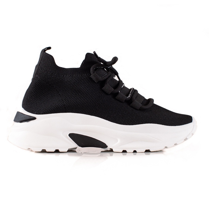 TRENDI Wiązane Sneakersy Na Platformie czarne