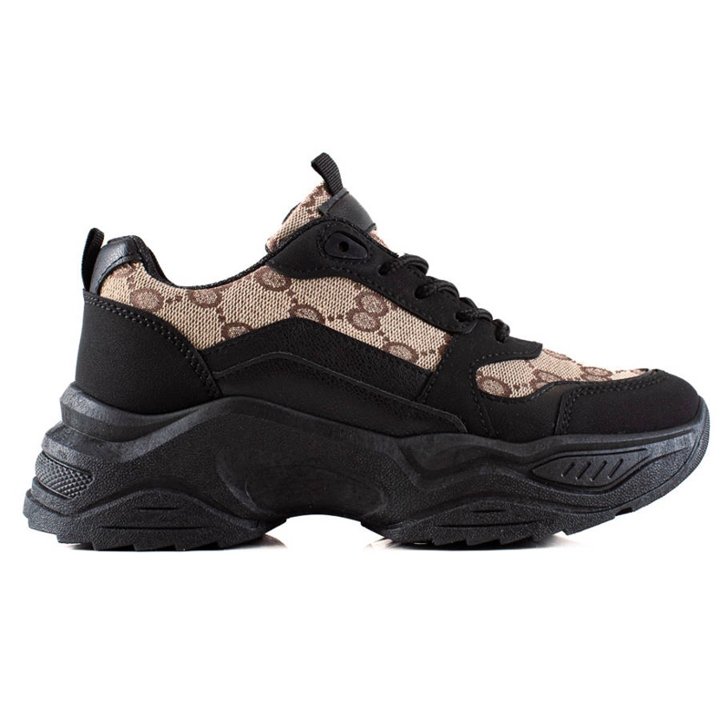 Seastar Czarne Sneakersy Ze Wzorami beżowy brązowe