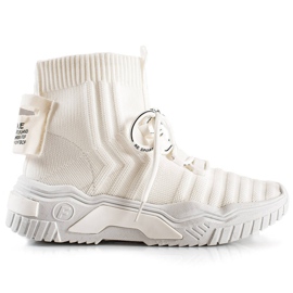 TRENDI Sneakersy Ze Skarpetą Fashion białe