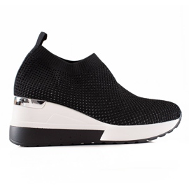 TRENDI Stylowe Sneakersy Na Koturnie czarne