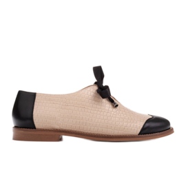 Marco Shoes Sznurowane jazzówki z tłoczonej skóry 2225P-1284-001-1 beżowy