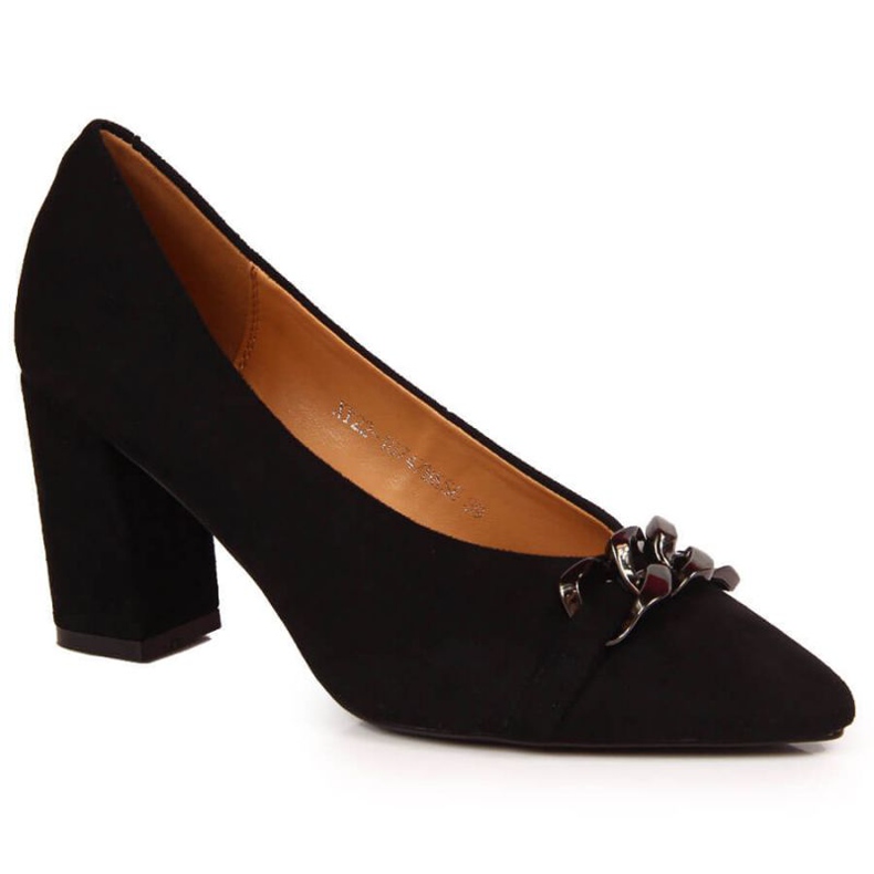 Czółenka na słupku zamszowe Vinceza W JAN80A czarne