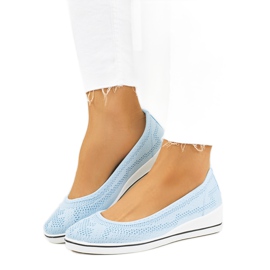 Niebieskie baleriny na koturnie Connor