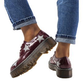 Bordowe półbuty w gwiazdki Starla czerwone wielokolorowe