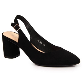 Czółenka na słupku Sergio Leone w SK362 czarne