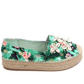Espadryle z muszelkami Elif Green zielone