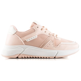 Ideal Shoes Różowe Sneakersy Na Platformie