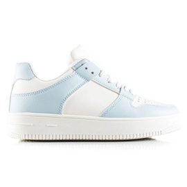 TRENDI Buty Sportowe Z Eko Skóry białe niebieskie