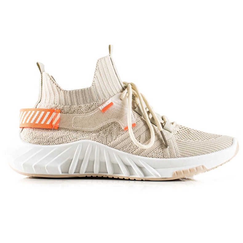 Weide Modne Tekstylne Sneakersy beżowy