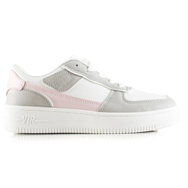 TRENDI Klasyczne Sneakersy Na Platformie białe różowe szare