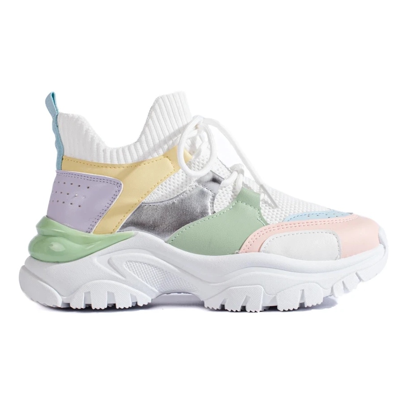 Wsuwane Kolorowe Sneakersy białe