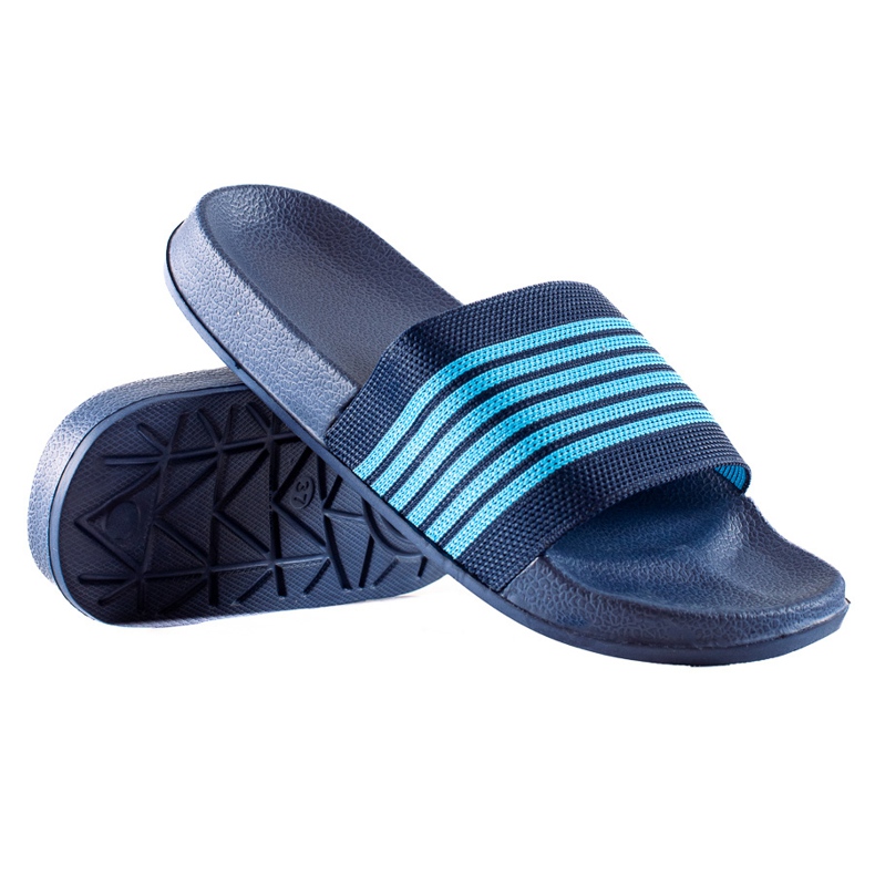 SUPER COOL Klapki w paski niebieskie