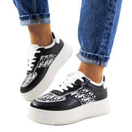 Czarne sneakersy na platformie Worden białe