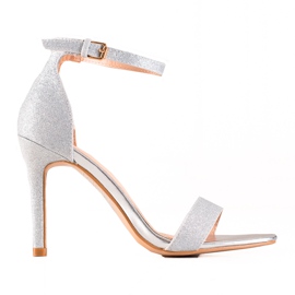 Srebrne Szpilki Z Brokatem VINCEZA srebrny szare