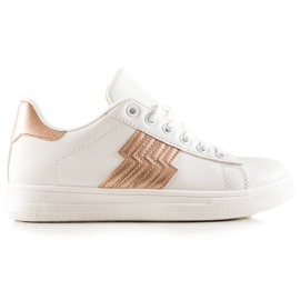 TRENDI Sneakersy Ze Złotą Wstawką białe