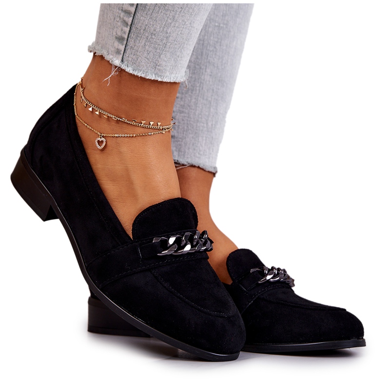 Vinceza Zamszowe Półbuty Mokasyny Czarne Yasmin