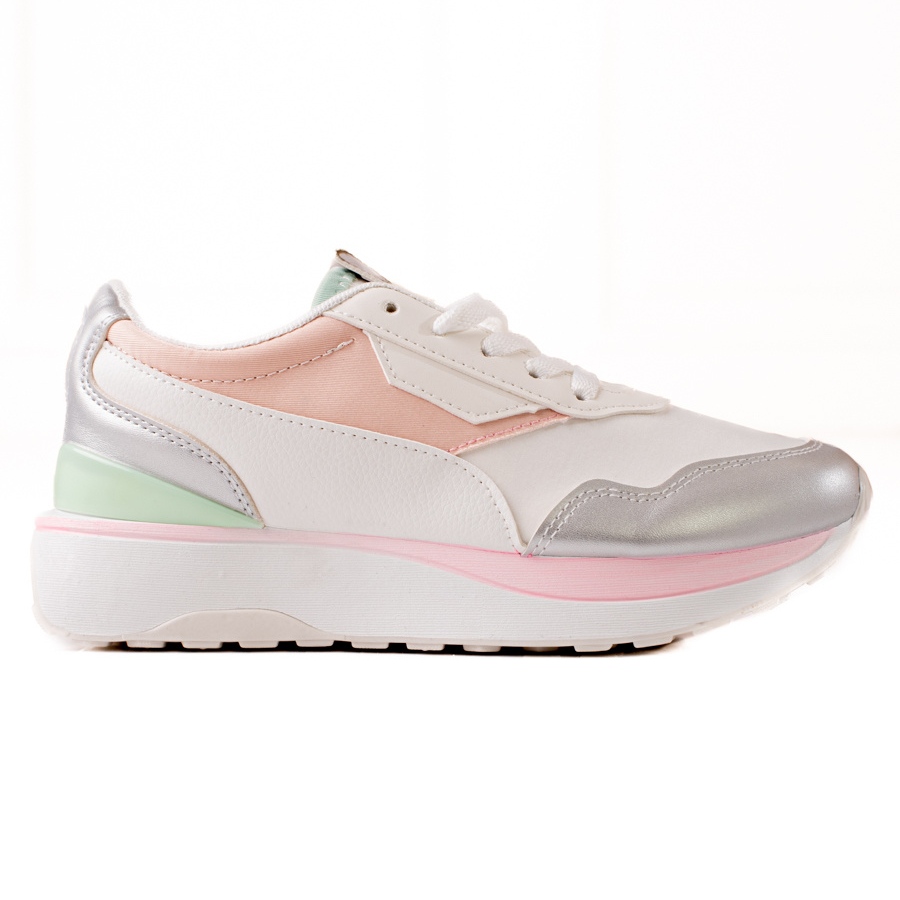 TRENDI Kolorowe Sneakersy Na Platformie białe różowe srebrny