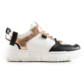 TRENDI Stylowe Sneakersy białe czarne złoty