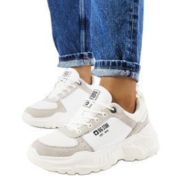 Białe sneakersy Big Star JJ274288 szare