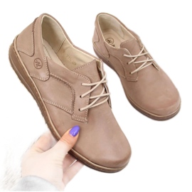 Półbuty skórzane komfortowe Helios 715 beżowe beżowy