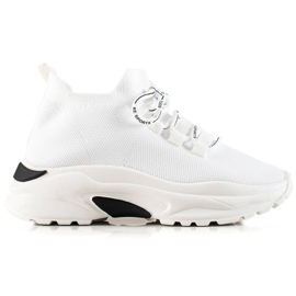 Camo Wygodne Sportowe Buty Na Platformie białe