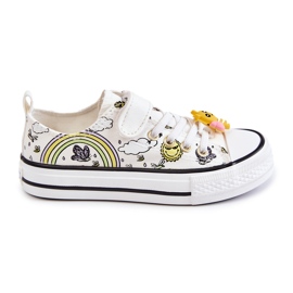 Vinceza Dziecięce Trampki Na Rzep Z Printem Białe Lace