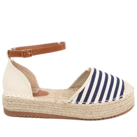 Espadryle w paski Gema Blue granatowe