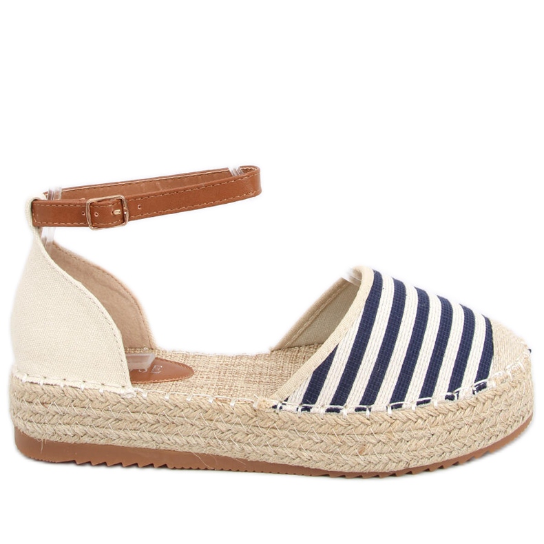 Espadryle w paski Gema Blue granatowe